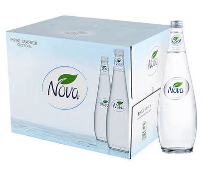 Nova Water, 750mL Glass Box, 12 Glasses